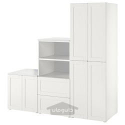 ترکیب ذخیره سازی ایکیا مدل IKEA SMÅSTAD / PLATSA رنگ سفید/سفید با قاب