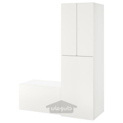 کمد لباس با واحد بیرون کش ایکیا مدل IKEA SMÅSTAD رنگ سفید سفید/با نیمکت ذخیره سازی