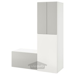 کمد لباس با واحد بیرون کش ایکیا مدل IKEA SMÅSTAD رنگ سفید خاکستری/با نیمکت ذخیره سازی