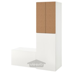 کمد لباس با واحد بیرون کش ایکیا مدل IKEA SMÅSTAD رنگ سفید چوب پنبه/با نیمکت ذخیره سازی