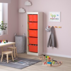 ترکیب ذخیره سازی با جعبه ایکیا مدل IKEA TROFAST رنگ سفید/زرد نارنجی
