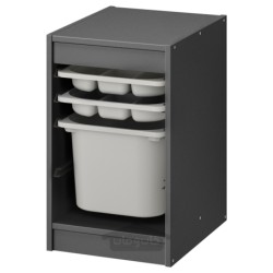 ترکیب ذخیره سازی با جعبه/سینی ایکیا مدل IKEA TROFAST رنگ خاکستری/خاکستری
