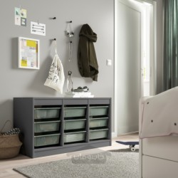 ترکیب ذخیره سازی با جعبه ایکیا مدل IKEA TROFAST رنگ خاکستری/سبز روشن-خاکستری