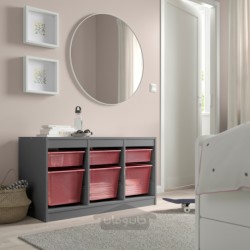 ترکیب ذخیره سازی با جعبه ایکیا مدل IKEA TROFAST رنگ خاکستری/قرمز روشن