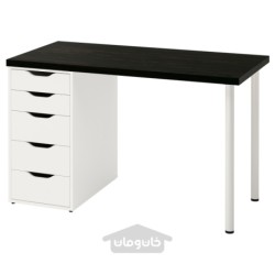میز تحریر ایکیا مدل IKEA LAGKAPTEN / ALEX رنگ مشکی قهوه ای/سفید