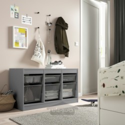 ترکیب ذخیره سازی با جعبه ایکیا مدل IKEA TROFAST رنگ خاکستری/خاکستری تیره