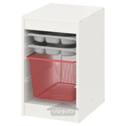 ترکیب ذخیره سازی با جعبه/سینی ایکیا مدل IKEA TROFAST رنگ سفید خاکستری/قرمز روشن