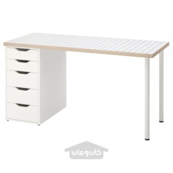 میز تحریر ایکیا مدل IKEA LAGKAPTEN / ALEX رنگ آنتراسیت سفید/سفید