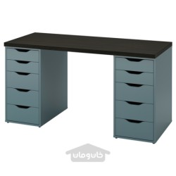 میز تحریر ایکیا مدل IKEA LAGKAPTEN / ALEX رنگ مشکی-قهوه ای/خاکستری-فیروزه ای