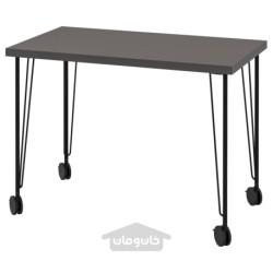 میز تحریر ایکیا مدل IKEA LINNMON / KRILLE رنگ خاکستری تیره/مشکی