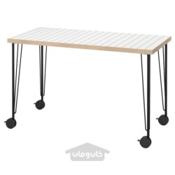 میز تحریر ایکیا مدل IKEA LAGKAPTEN / KRILLE رنگ آنتراسیت سفید/مشکی