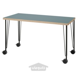 میز تحریر ایکیا مدل IKEA LAGKAPTEN / KRILLE رنگ خاکستری فیروزه ای /مشکی