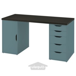 میز تحریر ایکیا مدل IKEA LAGKAPTEN / ALEX رنگ مشکی-قهوه ای/خاکستری-فیروزه ای
