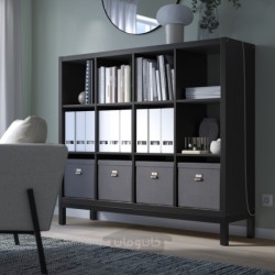 واحد قفسه بندی با زیر قاب ایکیا مدل IKEA KALLAX رنگ مشکی-قهوه ای/مشکی