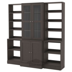 ترکیب ذخیره سازی با درب های شیشه ای ایکیا مدل IKEA HAVSTA رنگ قهوه ای تیره