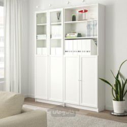کتابخانه با درب های پنلی/شیشه ای ایکیا مدل IKEA BILLY / OXBERG رنگ سفید