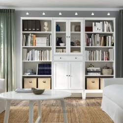 ترکیب ذخیره سازی با درب های شیشه ای ایکیا مدل IKEA IDANÄS رنگ سفید
