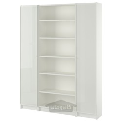 ترکیب کتابخانه با درب های شیشه ای ایکیا مدل IKEA BILLY / HÖGBO رنگ سفید