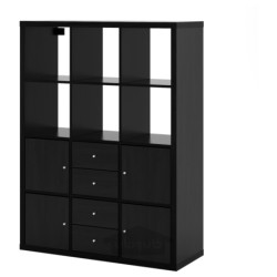 واحد قفسه بندی با 6 محفظه درجی ایکیا مدل IKEA KALLAX رنگ سیاه قهوه ای