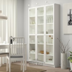 کتابخانه با درب های شیشه ای ایکیا مدل IKEA BILLY / OXBERG رنگ سفید