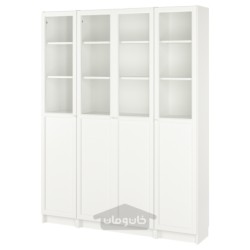 ترکیب کتابخانه بادرب پنلی/شیشه ای ایکیا مدل IKEA BILLY / OXBERG رنگ سفید