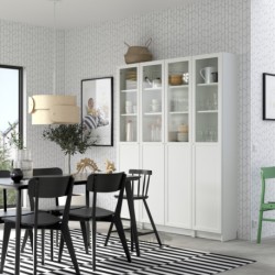 ترکیب کتابخانه بادرب پنلی/شیشه ای ایکیا مدل IKEA BILLY / OXBERG رنگ سفید