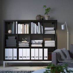 واحد قفسه بندی با زیر قاب ایکیا مدل IKEA KALLAX رنگ مشکی قهوه ای/سفید