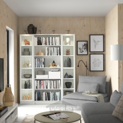 ترکیب کتابخانه با درب های شیشه ای ایکیا مدل IKEA BILLY / OXBERG