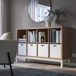 واحد قفسه بندی با زیر قاب ایکیا مدل IKEA KALLAX رنگ افکت گردو/سفید خاکستری روشن