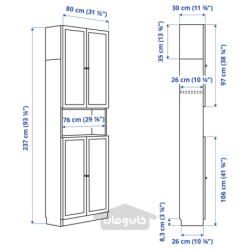 کتابخانه با درب / واحد اضافی ایکیا مدل IKEA BILLY / OXBERG