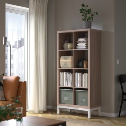واحد قفسه بندی با زیر قاب ایکیا مدل IKEA KALLAX رنگ افکت گردو/سفید خاکستری روشن