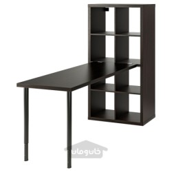 ترکیب میز ایکیا مدل IKEA KALLAX / LAGKAPTEN رنگ مشکی/مشکی قهوه ای