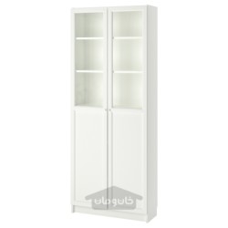 کتابخانه با درب های پنلی/شیشه ای ایکیا مدل IKEA BILLY / OXBERG رنگ سفید