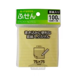 کاغذ یادداشت خط دار چسبی رنگ زرد 100 برگ 7575 (ساخت ژاپن)