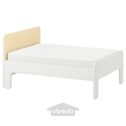 قاب تخت قابل گسترش با پایه تخت تخته ای ایکیا مدل IKEA SLÄKT رنگ سفید/توس