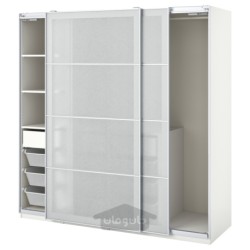 ترکیب کمد لباس ایکیا مدل IKEA PAX / SVARTISDAL رنگ سفید/سفید جلوه کاغذ