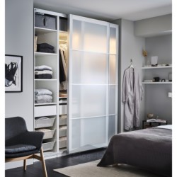 ترکیب کمد لباس ایکیا مدل IKEA PAX / SVARTISDAL رنگ سفید/سفید جلوه کاغذ